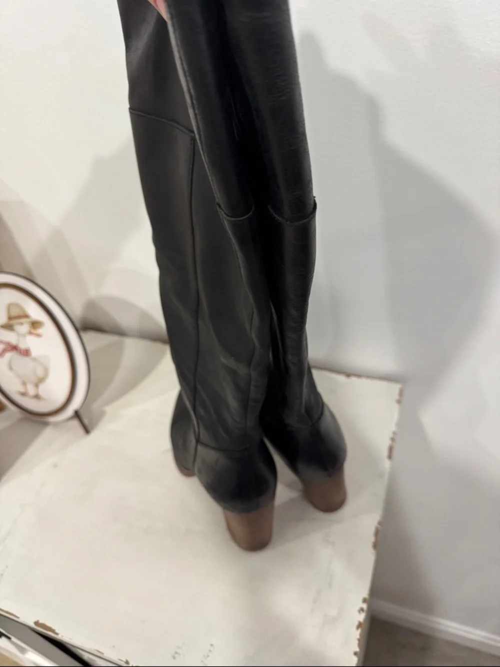 Crown Vintage Black Over-the-Knee Leather Boots